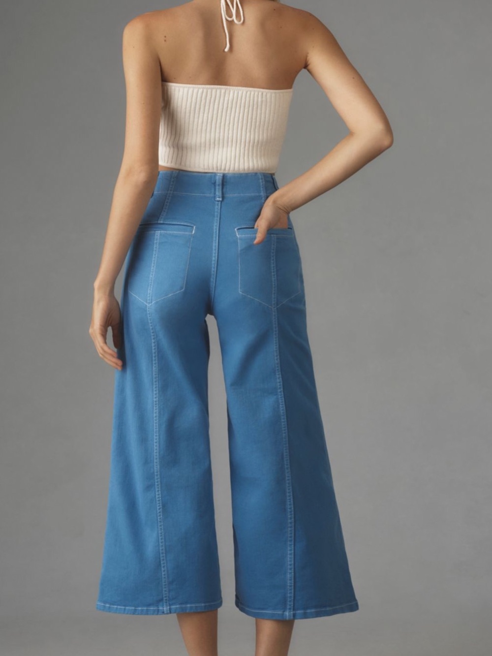 Maeve Wide-Leg Crop Jeans in Blue - Picture 2 of 6